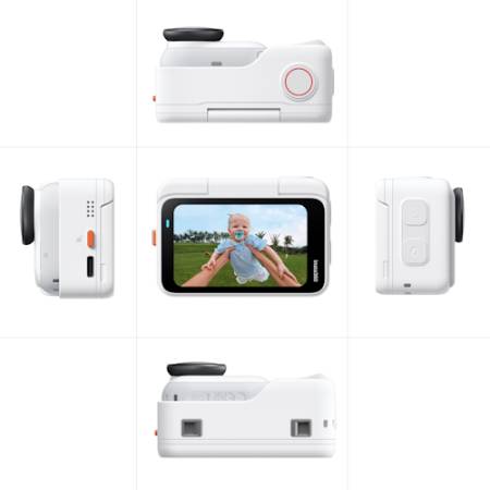Insta360 GO Ultra Standard Bundle White - kamera sportowa, 4K60, WI-FI, Bluetooth_Kamera z każdej strony_3